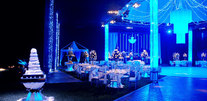 Blue light on wedding
